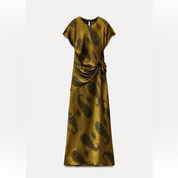 ZARA PRINTED SATIN EFFECT MIDI DRESS - Picture 4 of 6